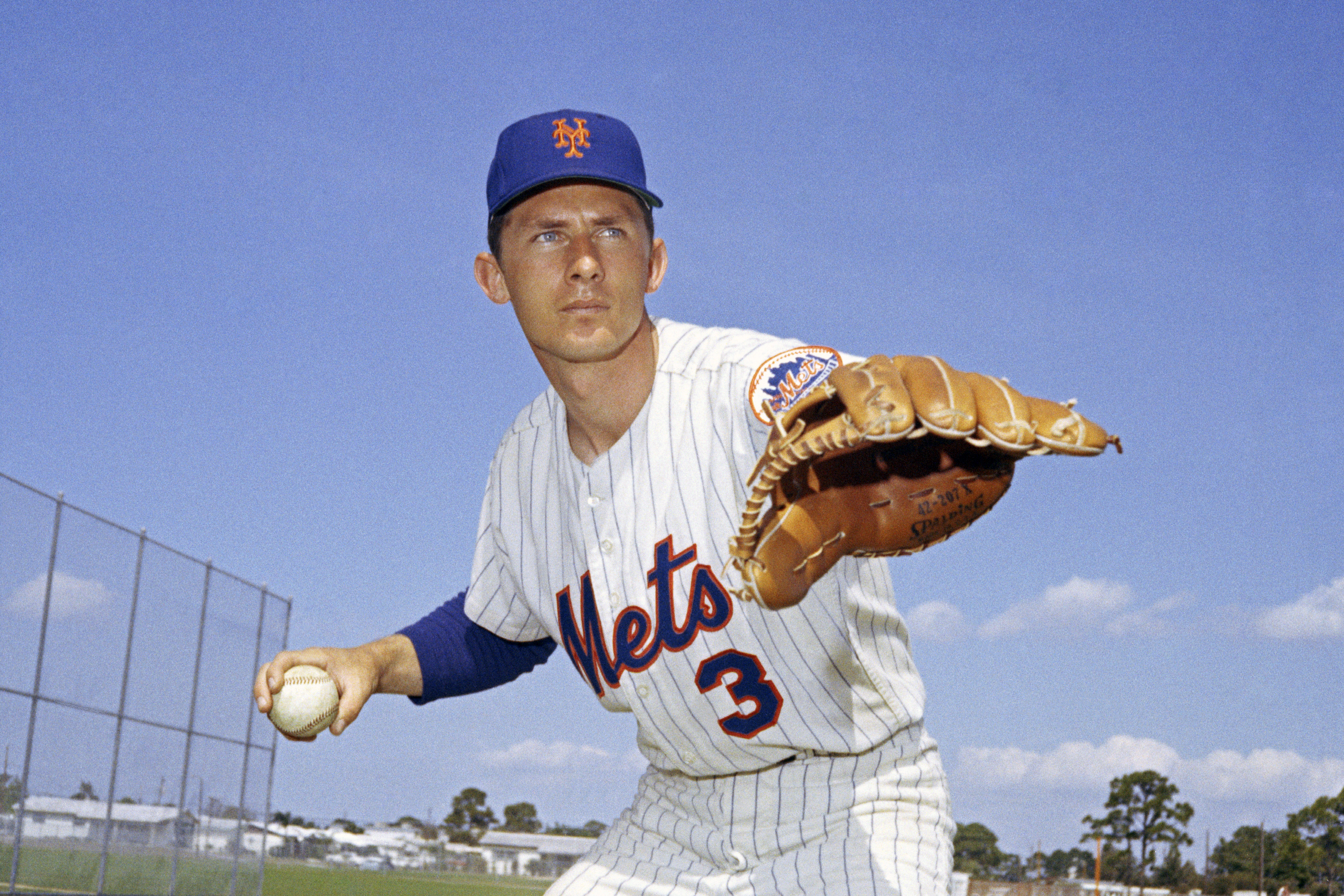 FILE - New York Mets' Bud Harrelson posed in 1970. Bud Harrelson, the scrappy and sure-handed shortstop who fought Pete Rose on the field during a playoff game and helped the New York Mets win an astonishing championship, died Wednesday night, Jan. 10, 2024. He was 79. The Mets said Thursday morning that Harrelson died at a hospice house in East Northport, New York after a long battle with Alzheimer's. 