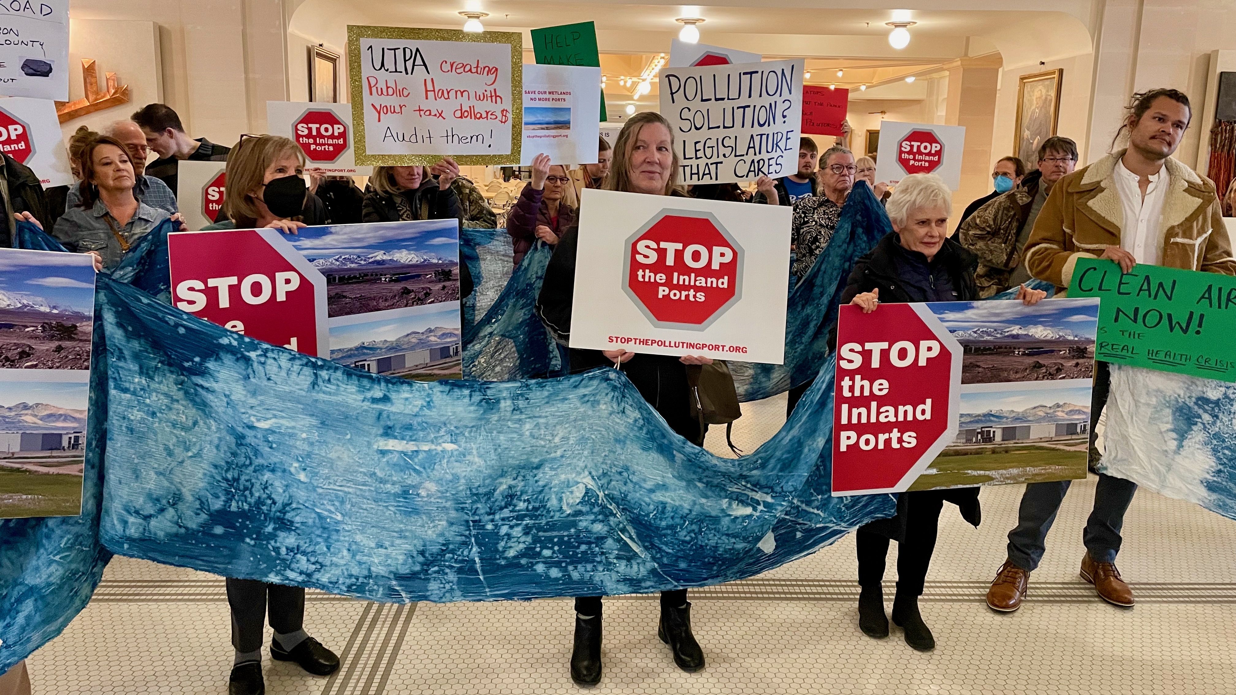 Critics of the Utah Inland Port Authority initiatives demonstrated Wednesday at the Utah Capitol in Salt Lake City. They called for an audit of inland port operations, but the group's head says it already faces plenty of scrutiny.