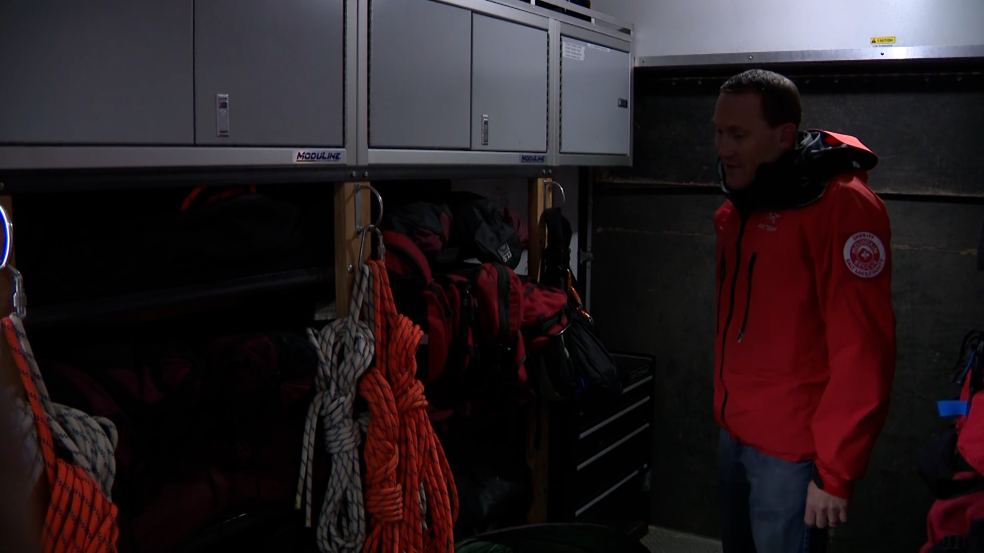 Ryan Clerico shows the equipment they will use during search and rescues this week.
