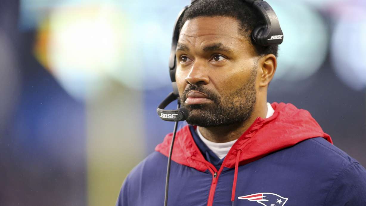 FILE -New England Patriots inside linebacker coach Jerod Mayo watches from the sideline during the second half of an NFL football game against the Jacksonville Jaguars, Sunday, Jan. 2, 2022, in Foxborough, Mass. Whether Bill Belichick’s future as the New England Patriots head coach will extend beyond this season remains an open question. But Jerod Mayo, one of the candidates to possibly succeed the legendary coach reiterated on Tuesday, Jan. 2, 2024 that he believes he’s ready for an opportunity to lead an NFL team.