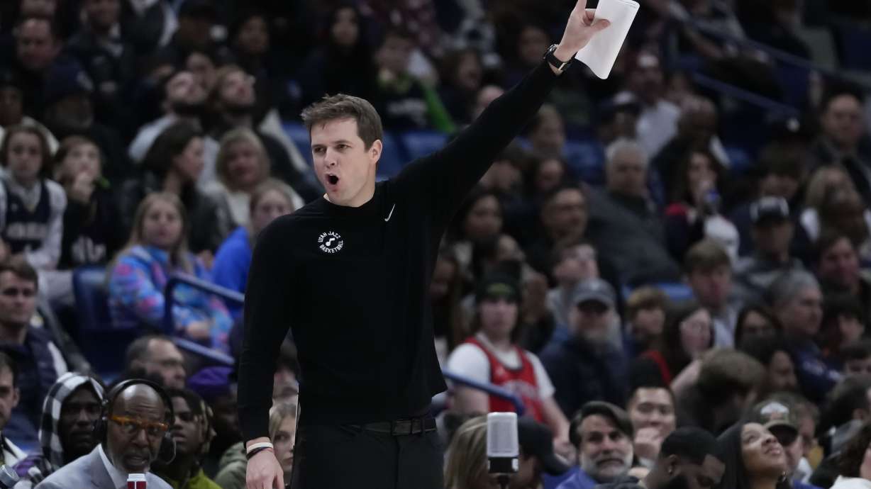 Utah Jazz head coach Will Hardy calls out from the bench in the second half of an NBA basketball game against the New Orleans Pelicans in New Orleans, Thursday, Dec. 28, 2023. The Pelicans won 112-105.