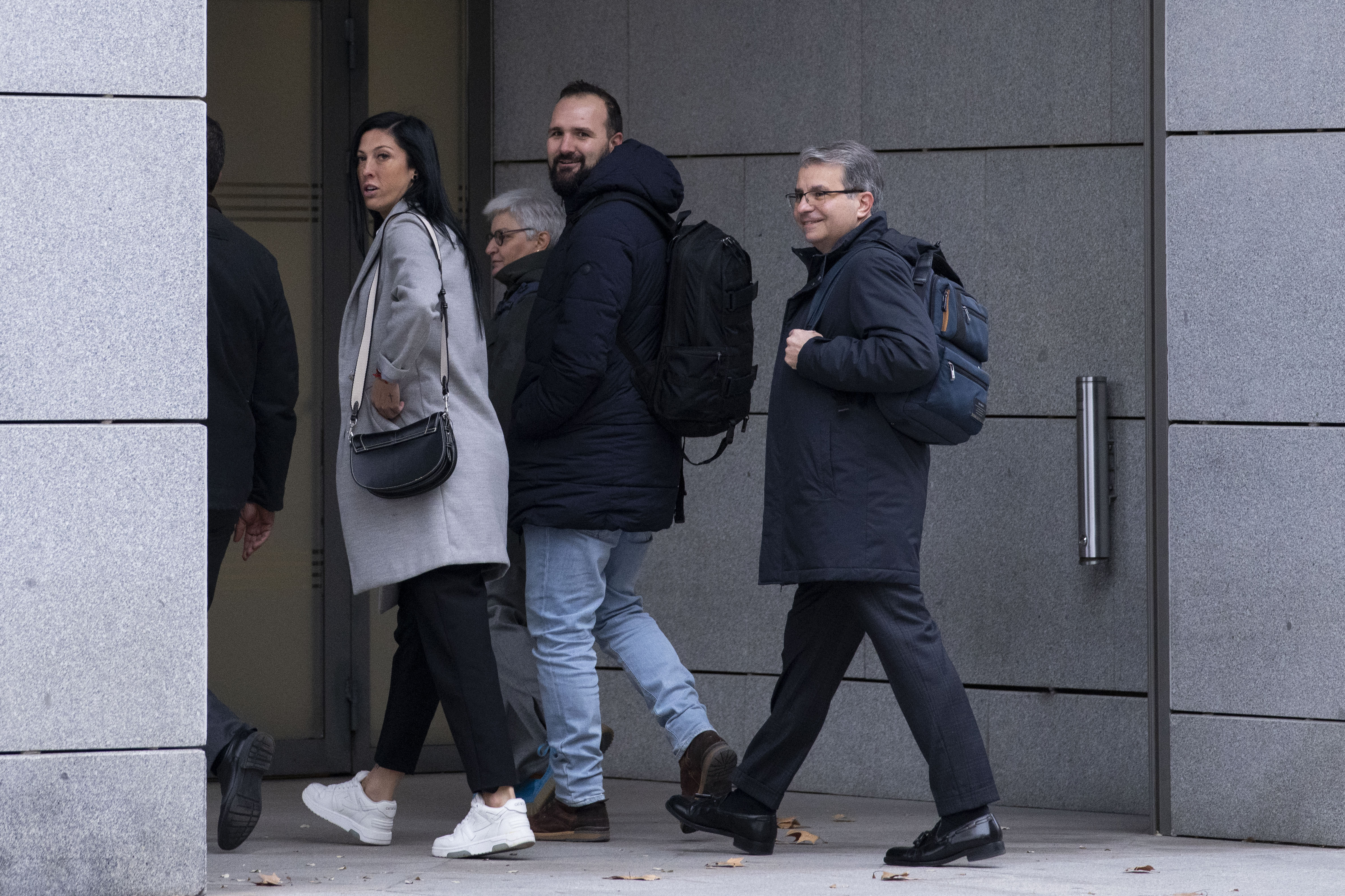 Spanish soccer player Jenni Hermoso, left, arrives at the Audiencia Nacional court in Madrid, Tuesday, Jan. 2, 2024. The Spanish player who was kissed on the lips by the soccer president after the Women’s World Cup final has appeared in court to testify in the sexual assault case against the former official. Jenni Hermoso was at the Madrid court to give her version of the kiss by Luis Rubiales following Spain’s victory over England in the final in Sydney in August.