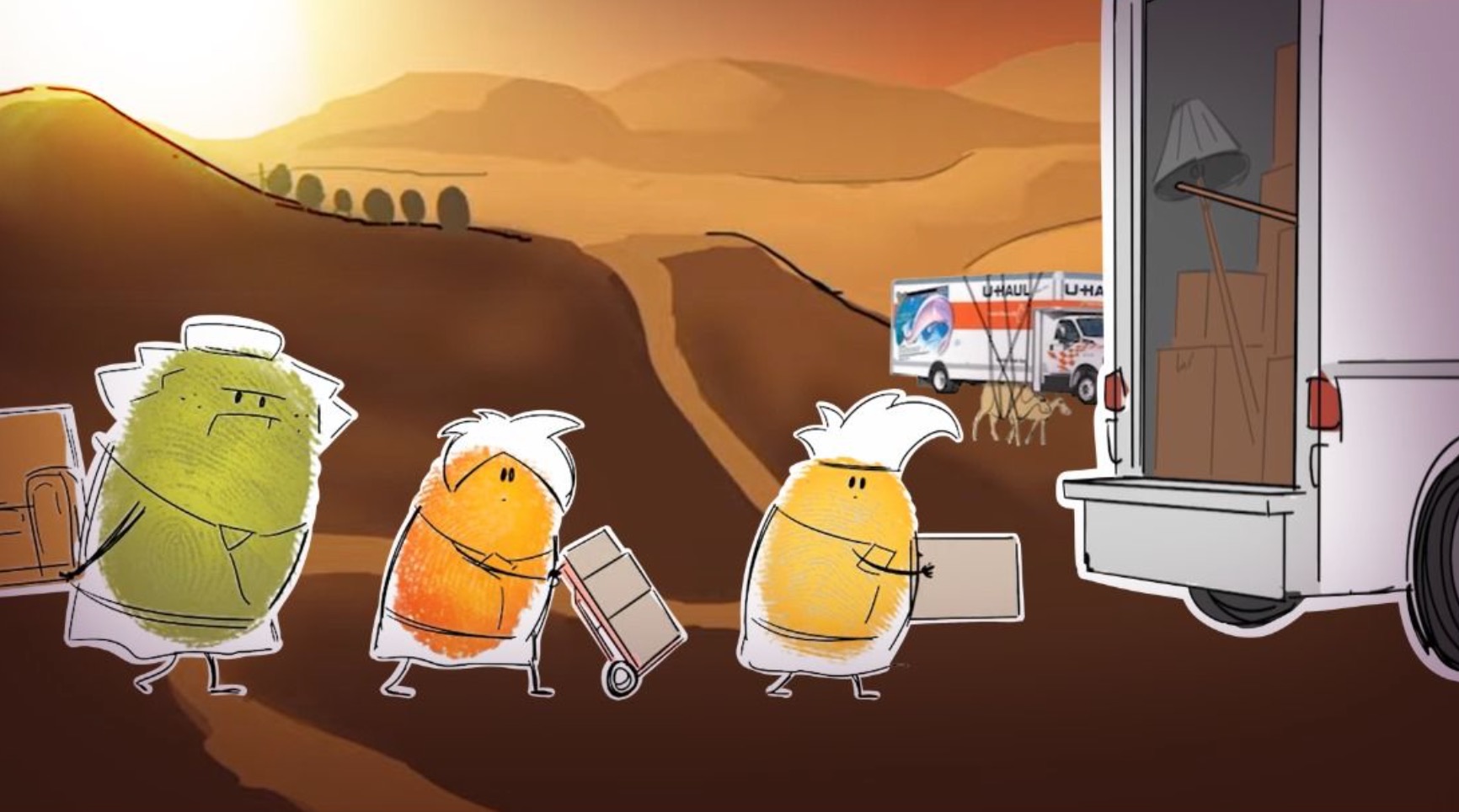 Thumbprint characters of "Thumb Follow Me," an internet video series made by Utah-based StoryBox Studios to accompany The Church of Jesus Christ of Latter-day Saints' "Come Follow Me" instruction curriculum.