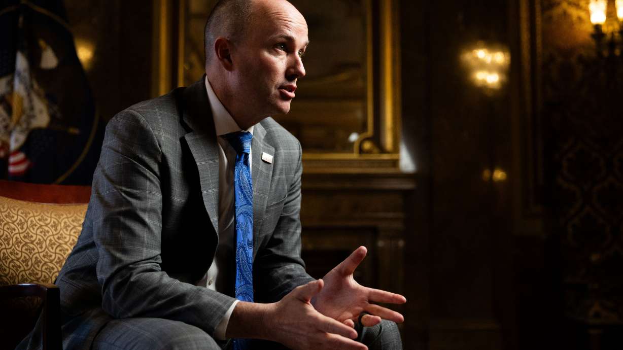 Gov. Spencer Cox speaks during an interview with KSL.com leading up to the legislative session at the Utah Capitol in Salt Lake City on Friday.