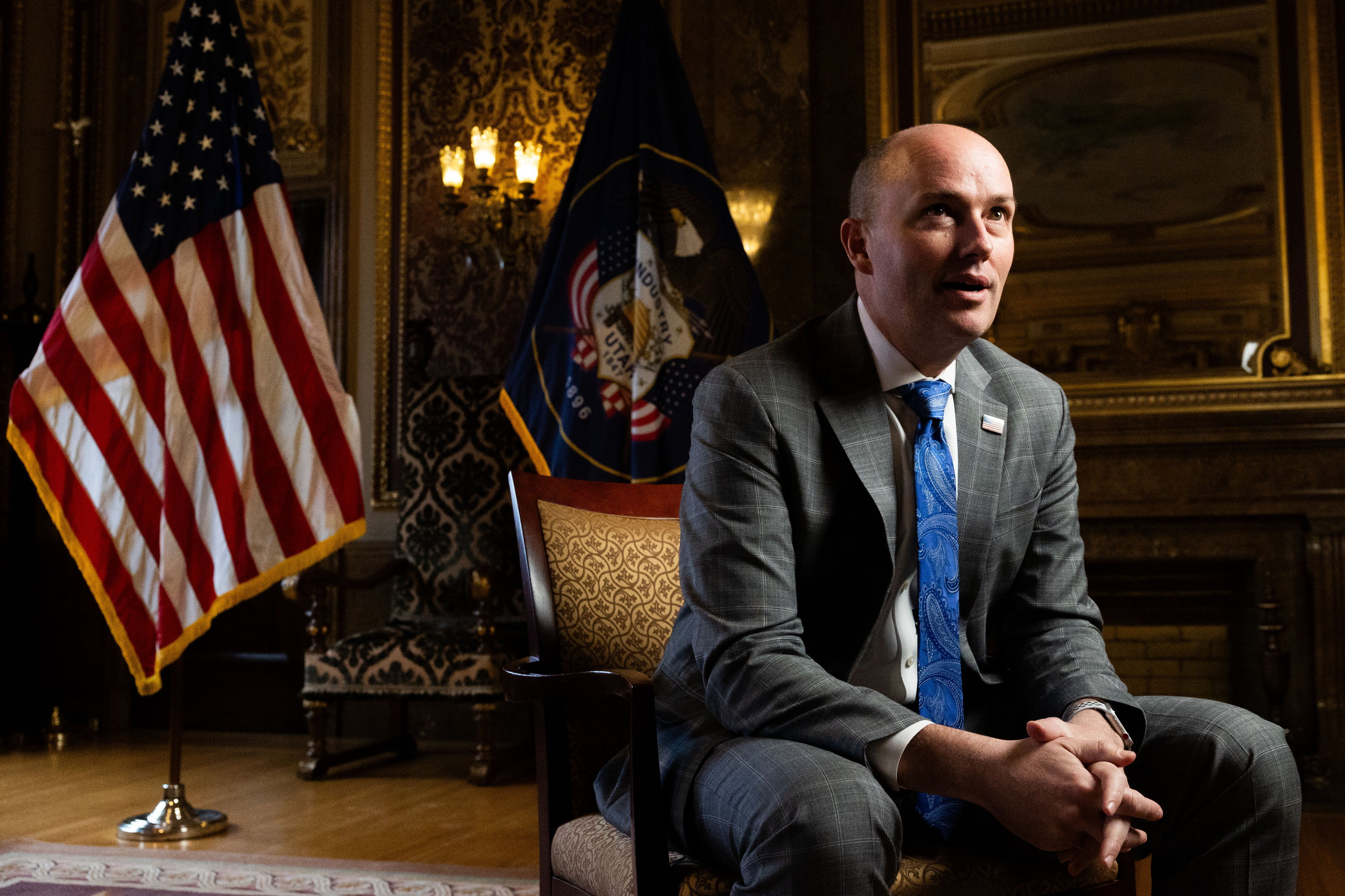 Gov. Spencer Cox speaks during an interview with KSL.com leading up to the 2024 legislative session at the Utah Capitol in Salt Lake City on Friday.