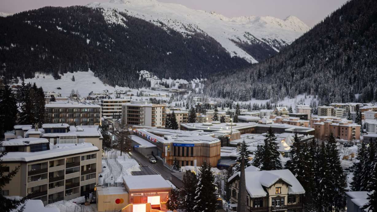 The Davos Congress Center is covered in snow in Davos, Switzerland, Saturday. The annual meeting of the World Economic Forum is taking place in there Jan. 15 to Jan. 19.