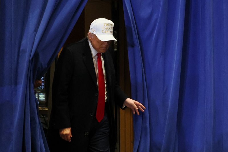 Former U.S. President and Republican presidential candidate Donald Trump campaigns in Indianola, Iowa, U.S., Jan. 14.