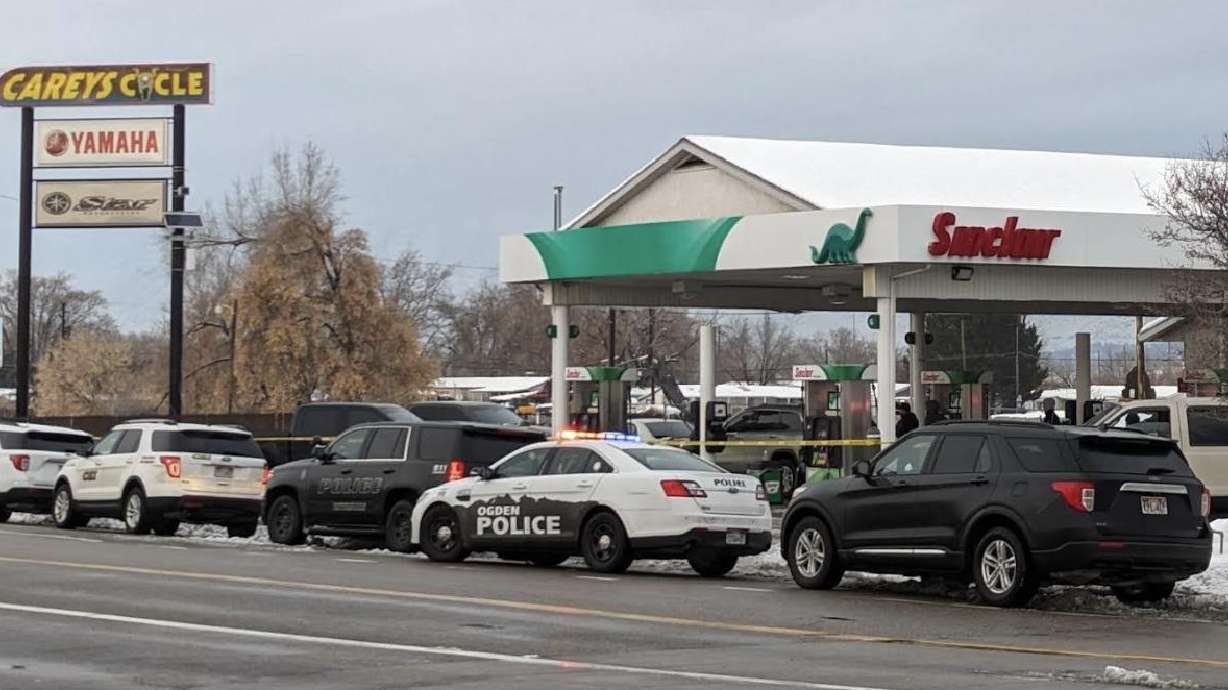 Three Ogden police officers and a Pleasant Grove police officer shot and killed a man at a Sinclair gas station Sunday.