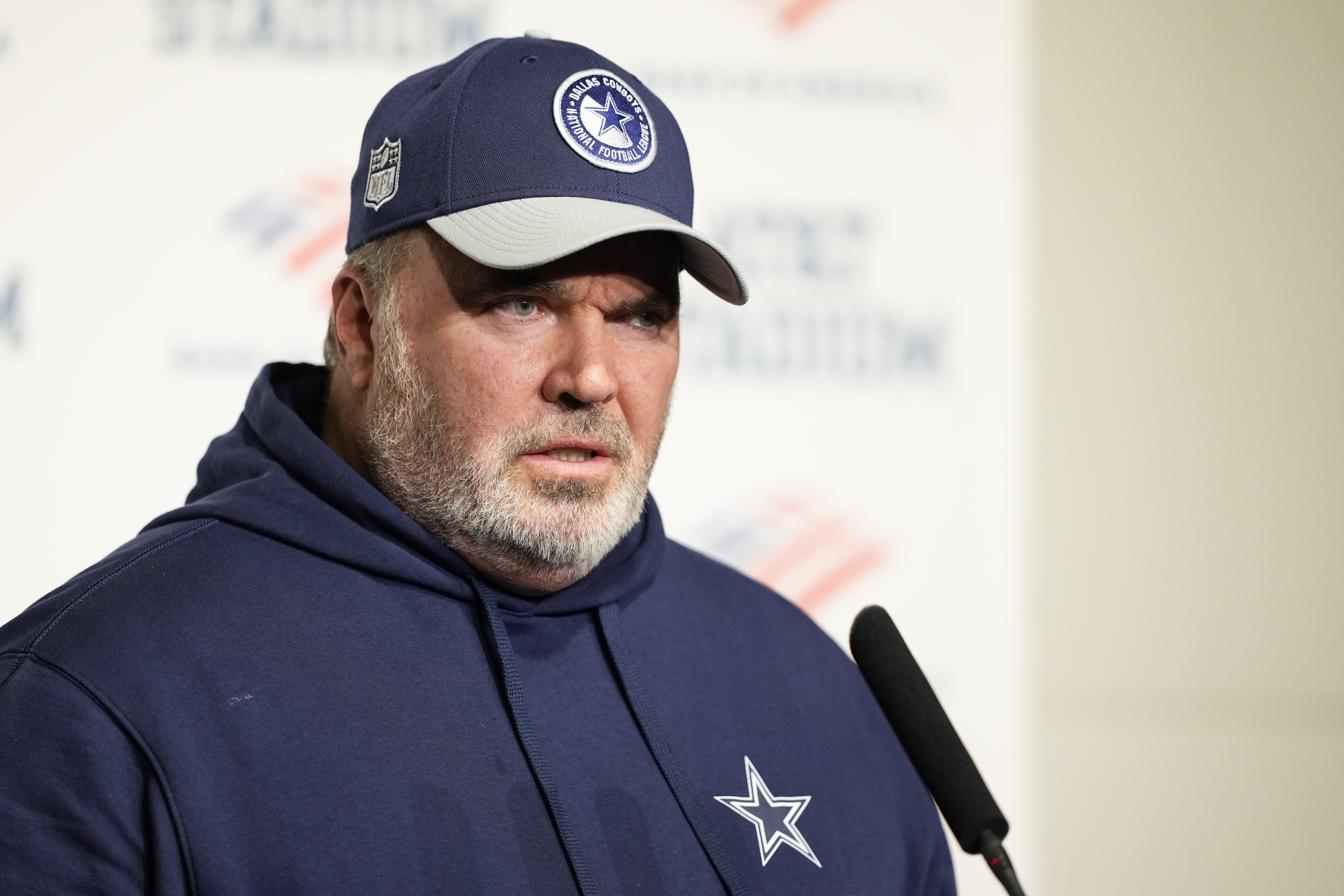 Dallas Cowboys head coach Mike McCarthy speaks to reporters following an NFL football game against the Green Bay Packers, Sunday, Jan. 14, 2024, in Arlington, Texas. The Packers won 48-32. 