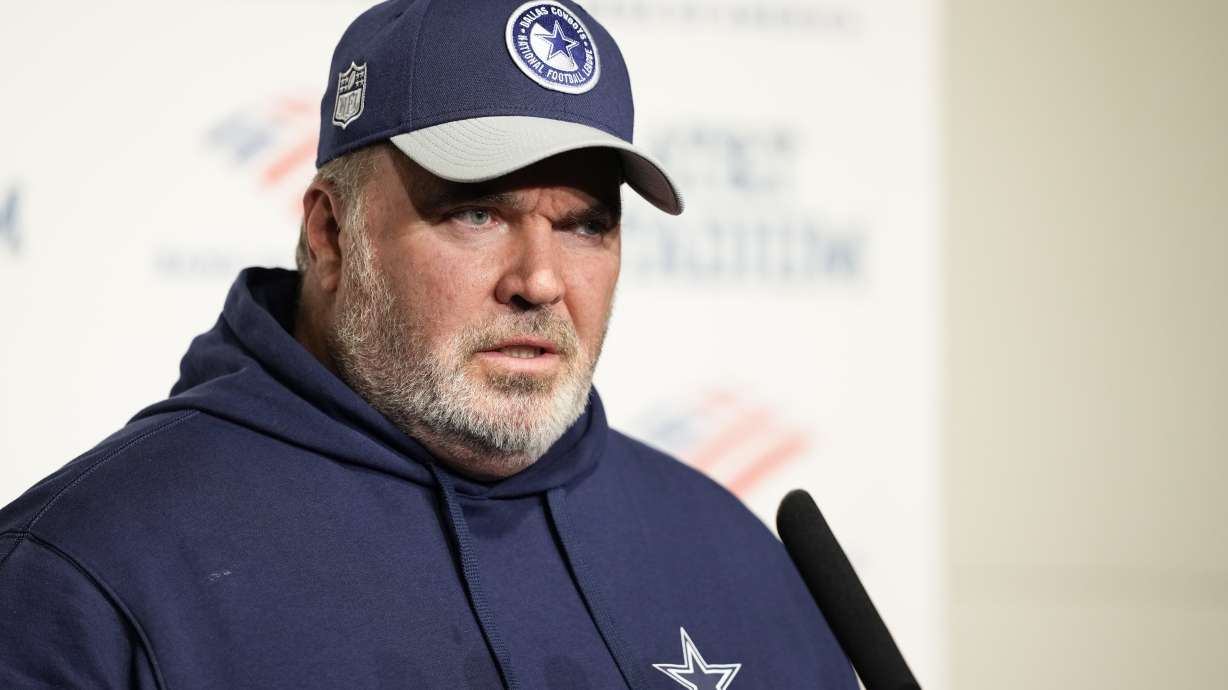 Dallas Cowboys head coach Mike McCarthy speaks to reporters following an NFL football game against the Green Bay Packers, Sunday, Jan. 14, 2024, in Arlington, Texas. The Packers won 48-32.