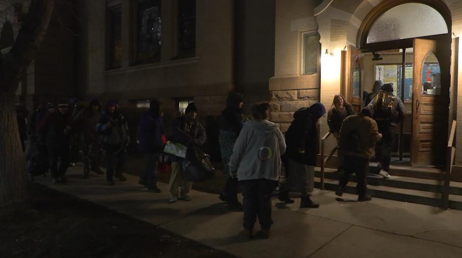 Dozens of people walk into First United Methodist Church for the Second and Second Coalition’s Movie Night on Monday in Salt Lake City.