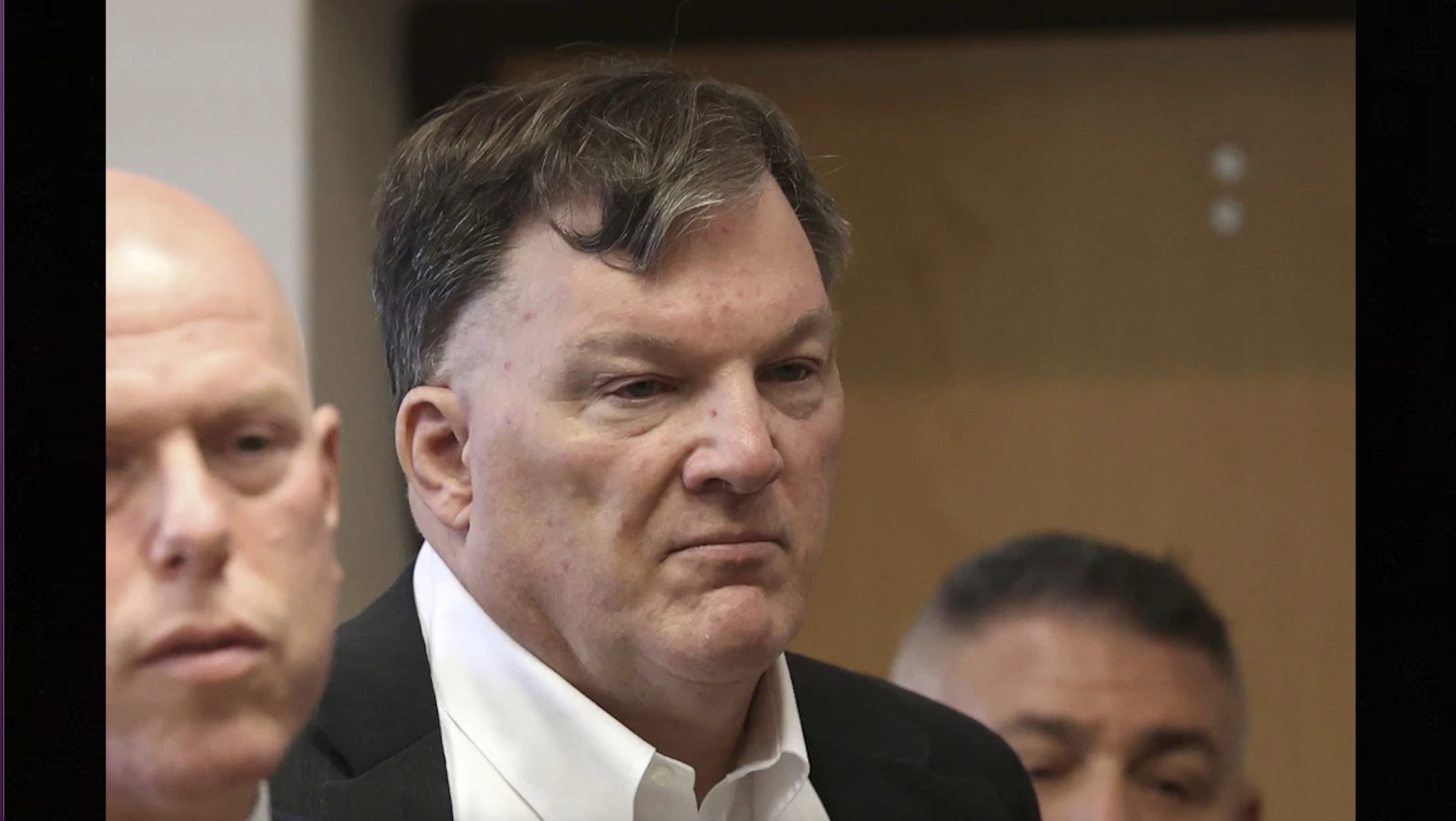 Rex Heuermann appears with his lawyer Michael J. Brown, left, at Suffolk County Court, Sept. 27, 2023, in Riverhead, N.Y. Heuermann has been charged in the death of a fourth woman. 