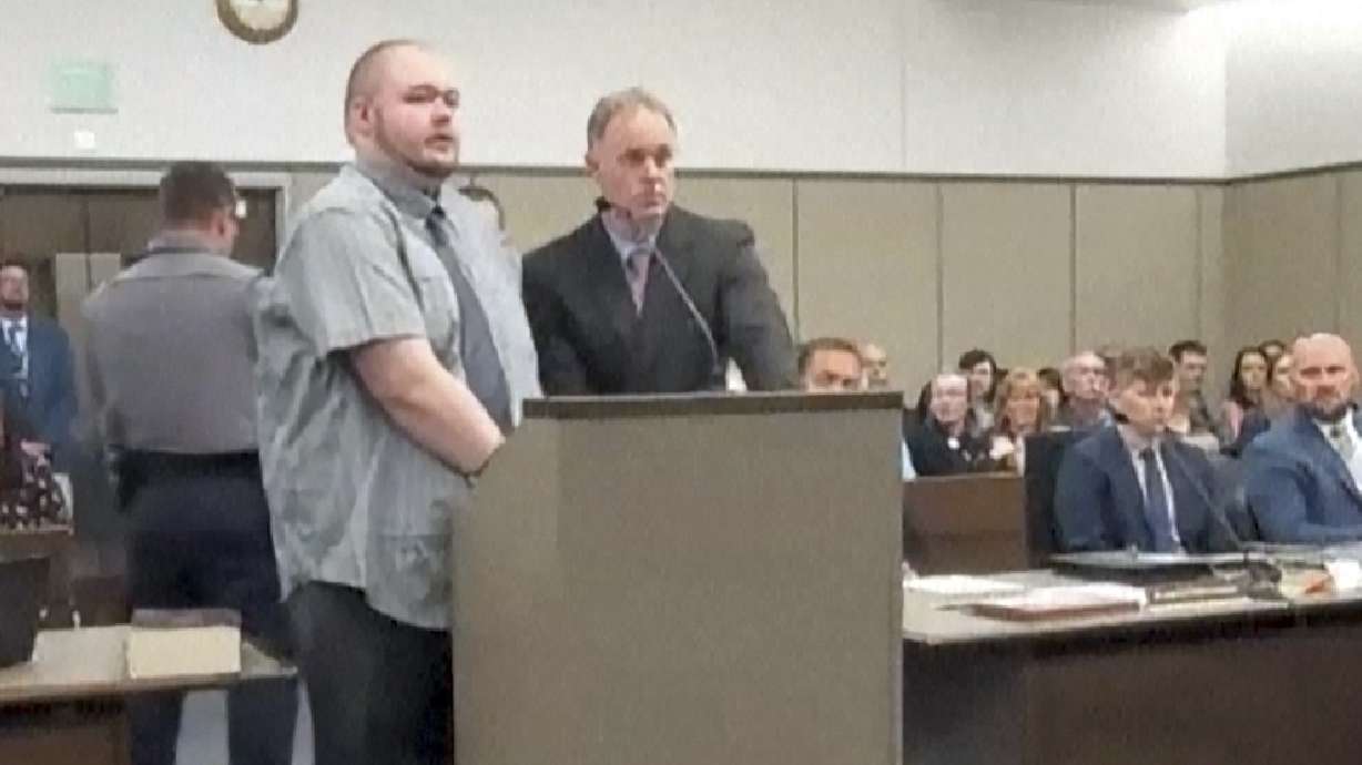 Anderson Lee Aldrich, left, who pleaded guilty in a mass shooting that killed five people at a Colorado Springs LGBTQ+ nightclub in 2022, appears in court, June 26, 2023, in Colorado Springs, Colo.