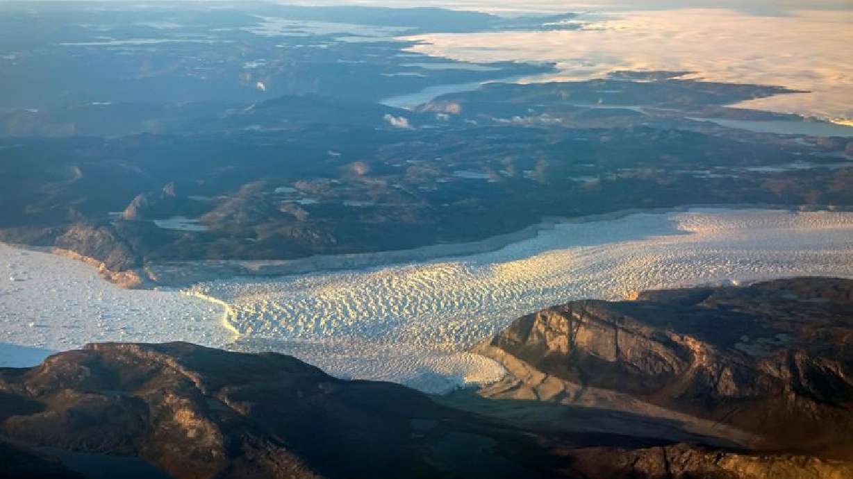 Melting glacier ice is pictured at the west coast close to Nuuk, Greenland, Sept. 4, 2021. The Greenland Ice Sheet lost 1,930 square miles of area between 1985 and 2022.