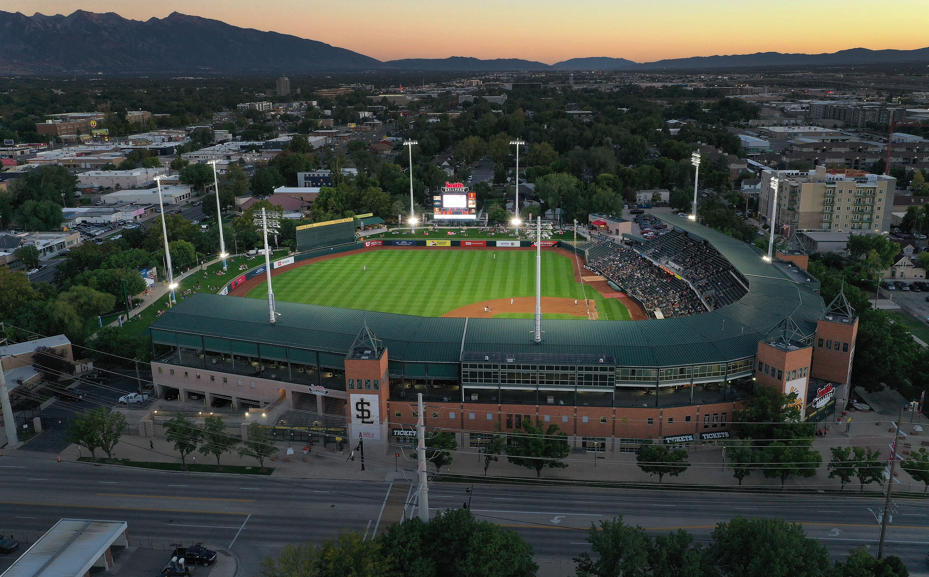 The Salt Lake Bees play a game with the Tacoma Rainiers at Smith’s Ballpark in Salt Lake City on Sept. 7, 2023.
