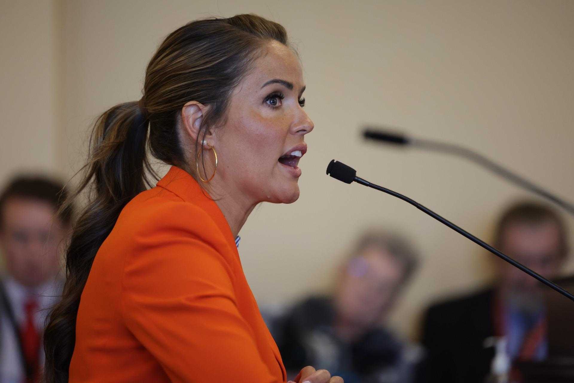 Rep. Kera Birkeland, R-Morgan, speaks at a hearing committee on HB257, titled Sex-based Designations for Privacy, Anti-bullying, and Women's Opportunities, at the state Capitol in Salt Lake City on Wednesday.