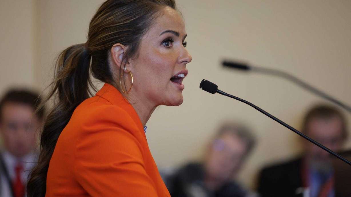 Rep. Kera Birkeland, R-Morgan, speaks at a hearing committee on HB257, titled Sex-based Designations for Privacy, Anti-bullying, and Women's Opportunities, at the state Capitol in Salt Lake City on Wednesday.