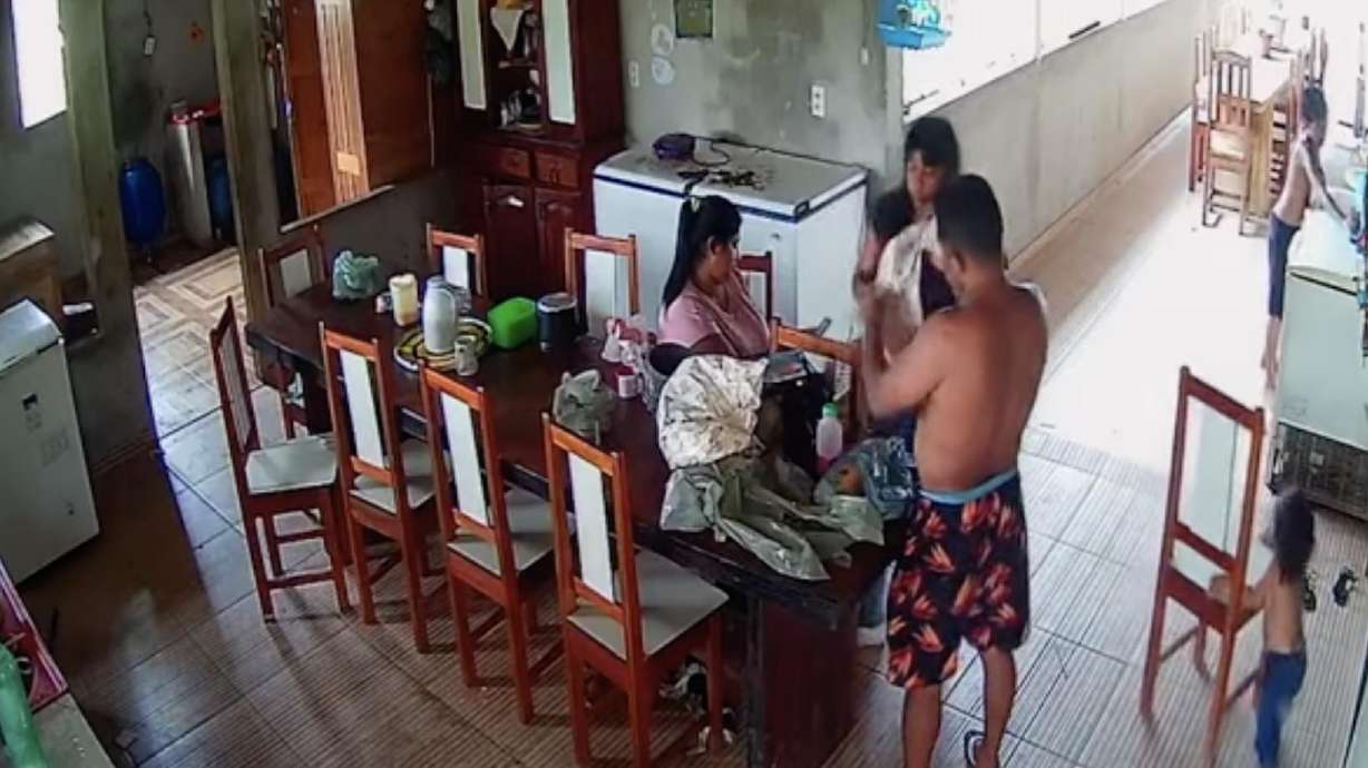 A young child pulls a master prank on her family member in this Oct. 31, 2023, video.