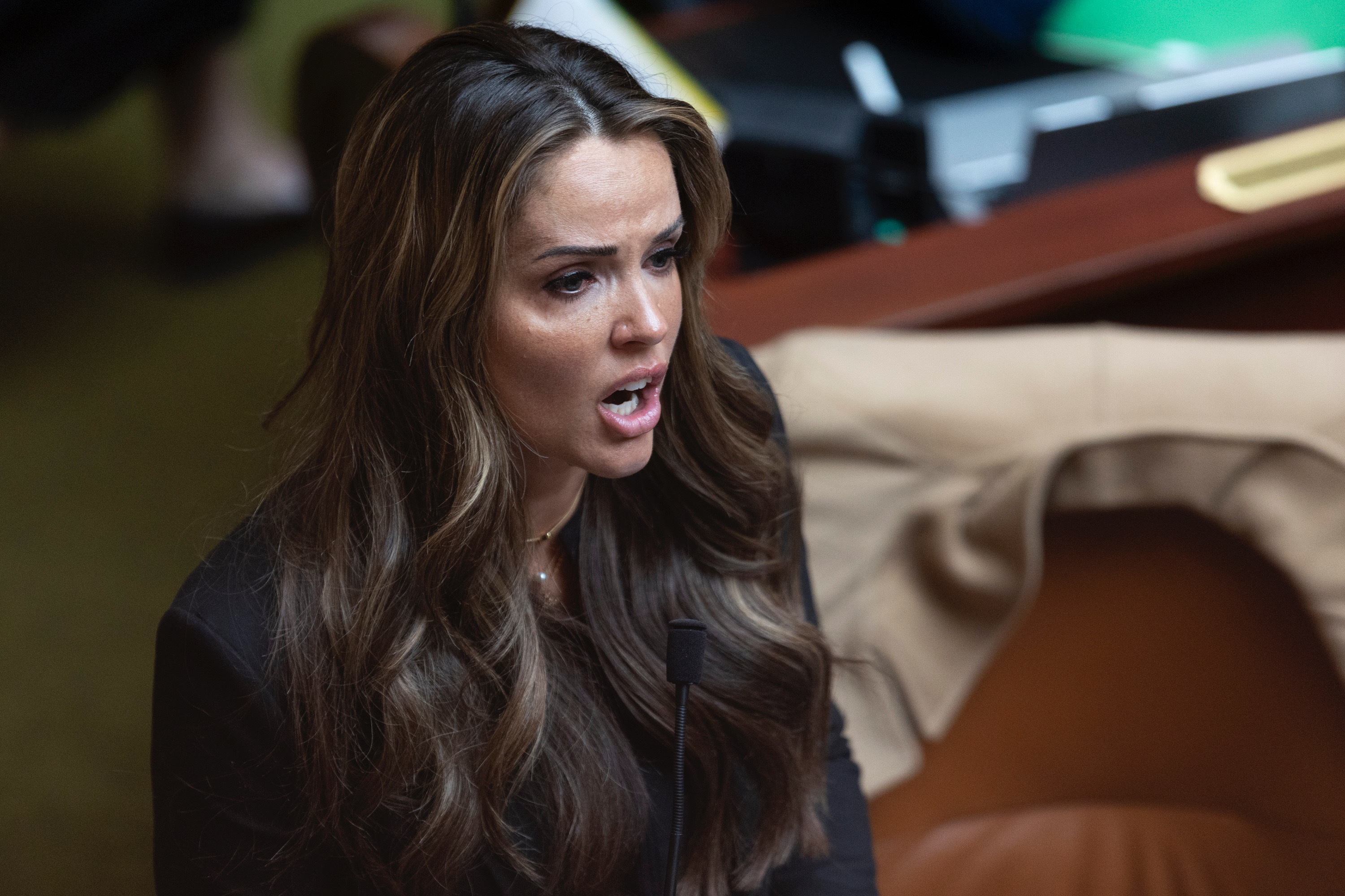 Rep. Kera Birkeland, R-Morgan, speaks about HB257 at the Capitol in Salt Lake City on Friday. The Utah House advanced a controversial bill Friday limiting bathroom access for transgender individuals in taxpayer-funded facilities.