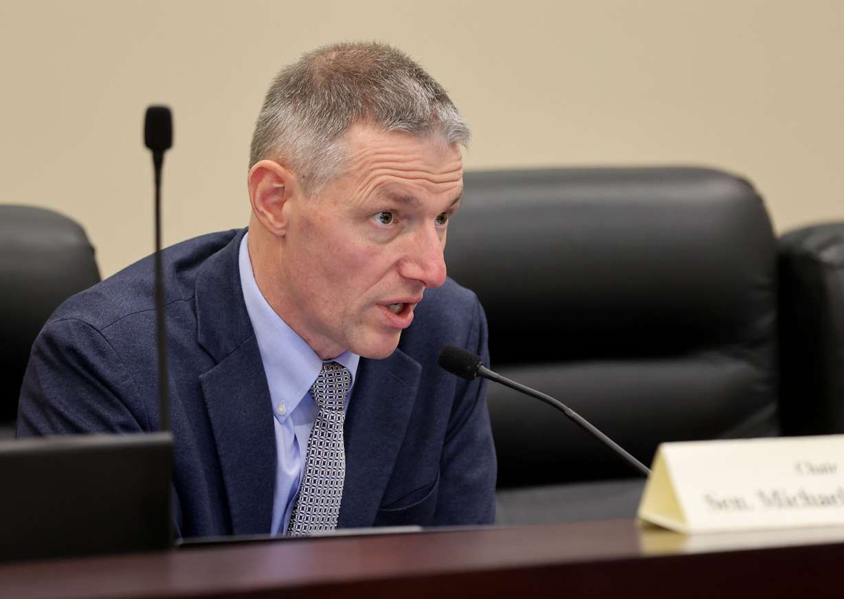 Sen. Michael S. Kennedy, R-Alpine, who is Senate Health and Human Services Standing Committee chairman, talks about SB85, Medicaid Doula Services, during a Senate Health and Human Services Standing Committee hearing in Salt Lake City on Friday. Kennedy’s wife is a doula.