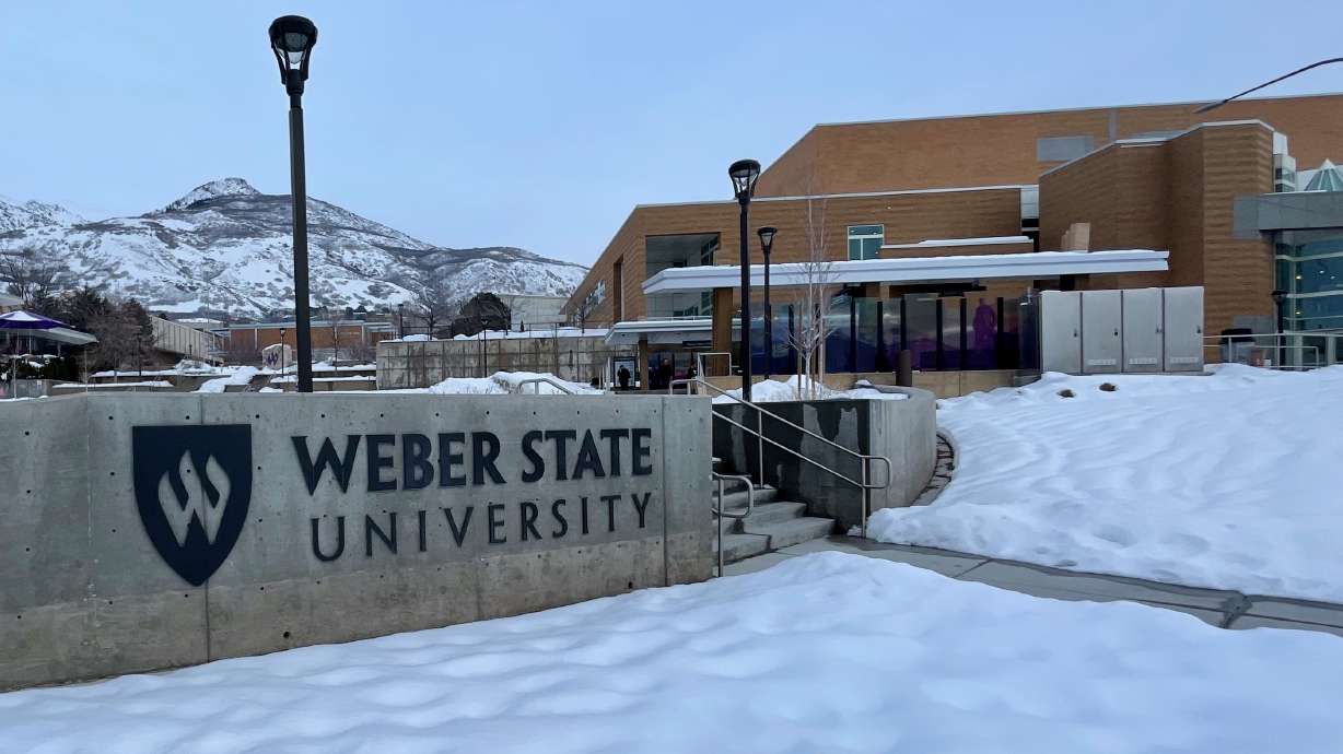 The Weber State University campus in Ogden, photographed Friday. A visit to the campus by transgender influencer Dylan Mulvaney has drawn backlash from some conservatives.