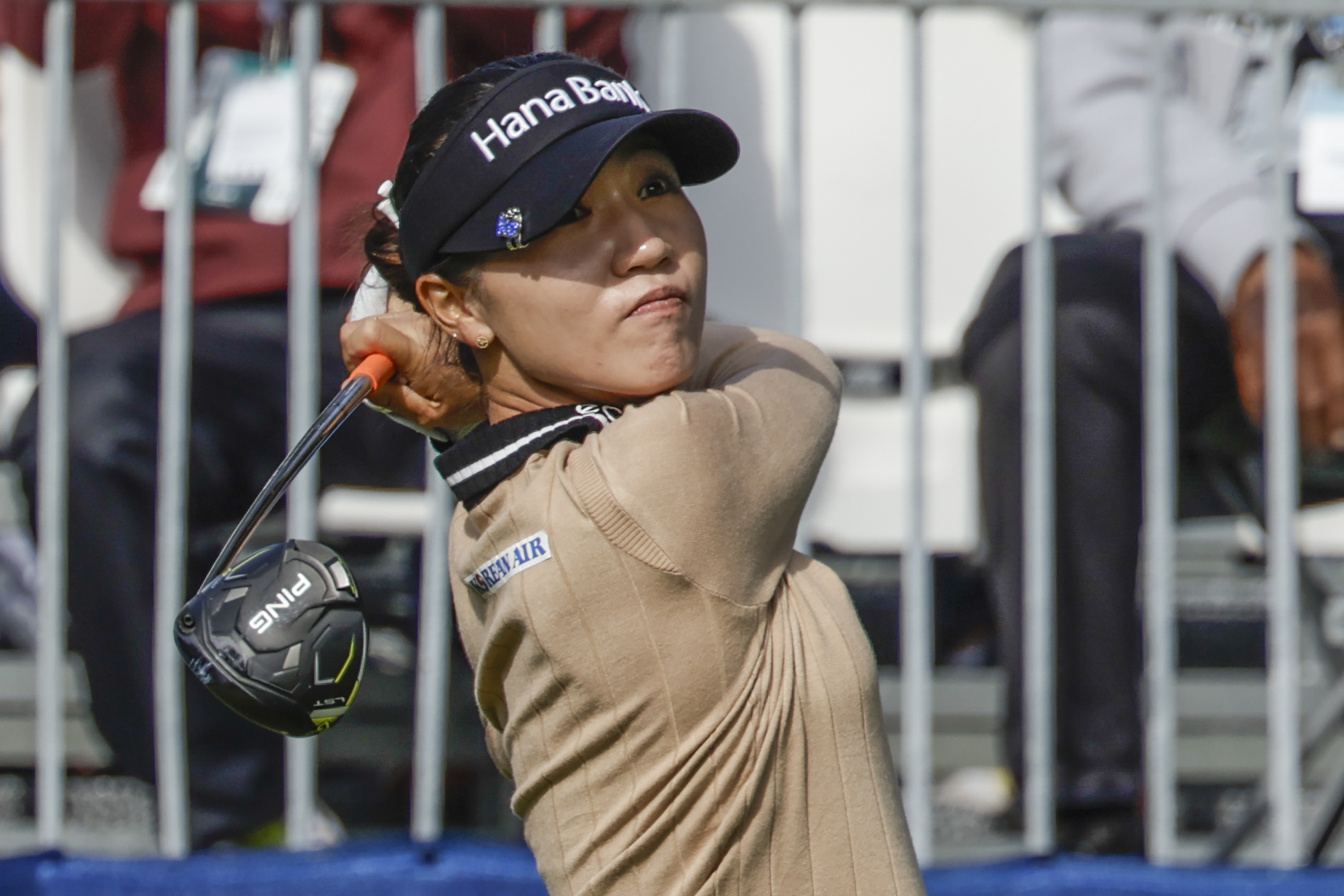 Lydia Ko, from New Zealand, watches tee shot on the first hole during the first round of the Hilton Grand Vacations Tournament of Champions LPGA golf tournament Thursday, Jan. 18, 2024, in Orlando, Fla. 