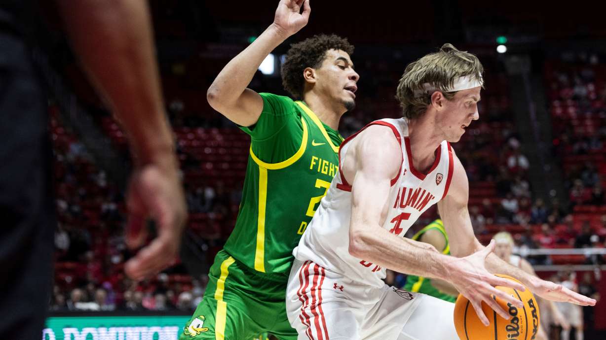 The Utah Utes play the Oregon Ducks at the Hunstman Center in Salt Lake City, on Jan. 21, 2024.