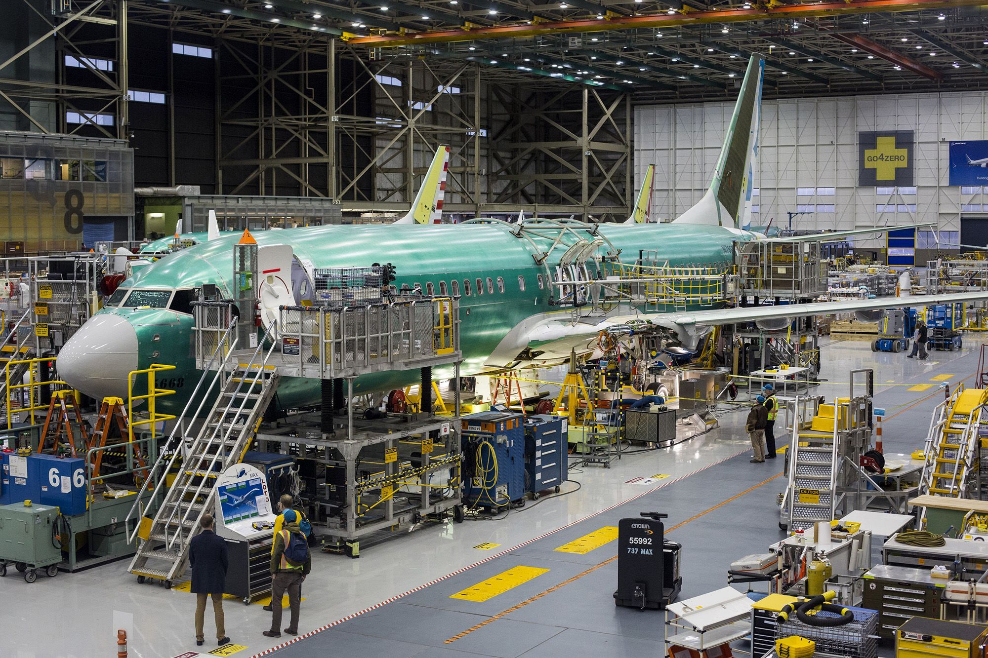 The Boeing 737 Max airplane on the production line at the company's manufacturing facility in Renton, Wash., seen in 2015. The FAA is urging airlines to inspect so-called door plugs on an earlier version of Boeing 737 airplanes.