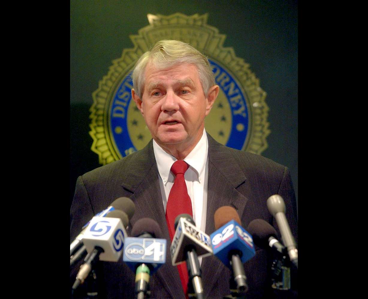 Salt Lake County District Attorney David Yocom is pictured after he filed charges of misuse of public monies against Salt Lake County Mayor Nancy Workman, at a press conference at the District Attorney Office in Salt Lake City on September 7, 2004.