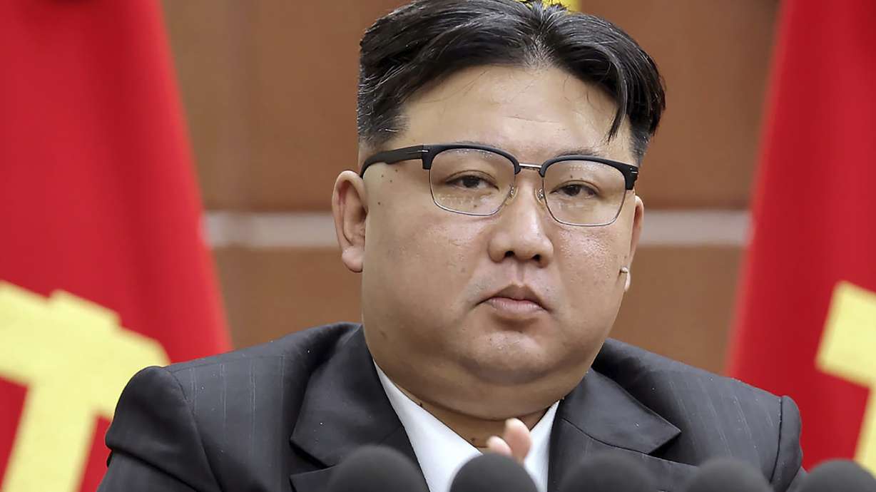 North Korean leader Kim Jong Un at a meeting of the ruling Workers' Party held between Dec. 26, and Dec. 30, 2023, in Pyongyang, North Korea. Un recently dismissed reunification with the south.