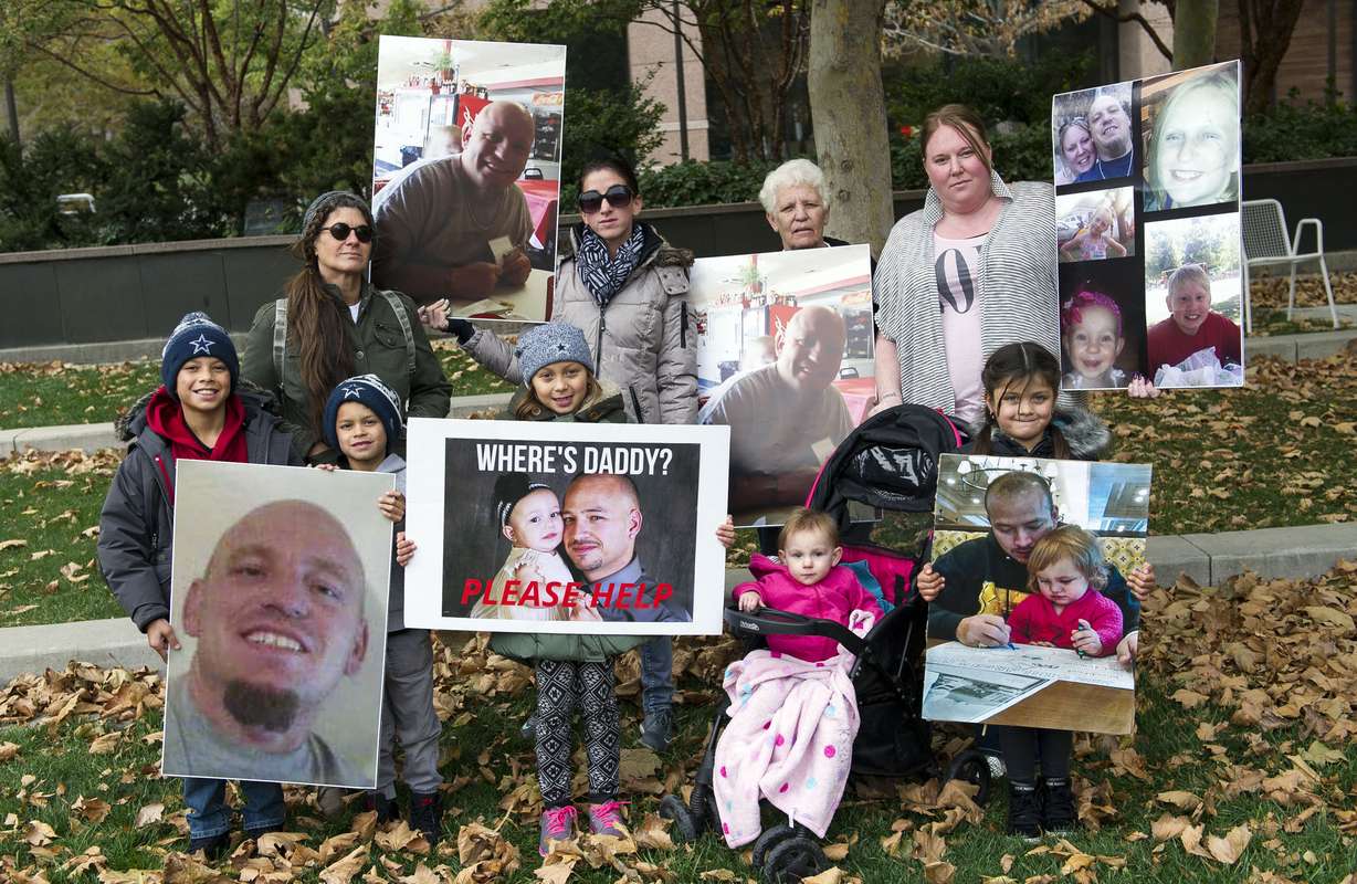Family members of Levi Collins and Danny “Kiko” Gallegos gather before holding a vigil outside the Gallivan Center in Salt Lake City on Nov. 1, 2016. On Wednesday, a man was sentenced to prison for robbing him and desecrating his body.