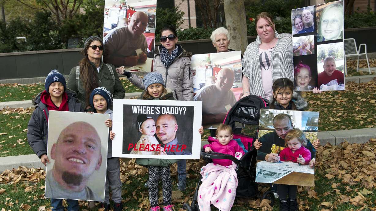 Family members of Levi Collins and Danny “Kiko” Gallegos gather for a vigil in Salt Lake City on Nov. 1, 2016. On Tuesday, a Salt Lake man was convicted of aggravated murder and other charges in their 2014 deaths and the death of Brandon Emerson.