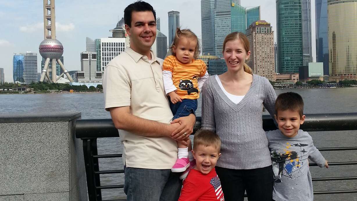 Jared Turner and his family during the time they lived in China. The Chinese immersion program helped his older kids continue learning Mandarin when they moved back to Utah, he said.