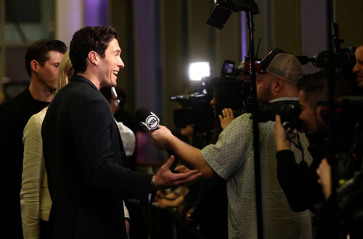William Reeve talks to members of the media at the premiere of “Super/Man: The Christopher Reeve Story,” which is about his father and features him, at the Rose Wagner Performing Arts Center in Salt Lake City on Jan. 19.