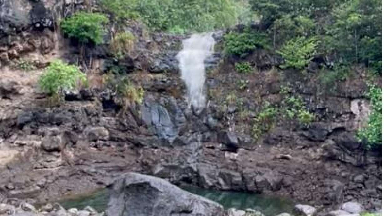 The Waimea Valley waterfall in Haleiwa, Hawaii, springs back to life Nov. 20, 2023, after drying up due to drought.