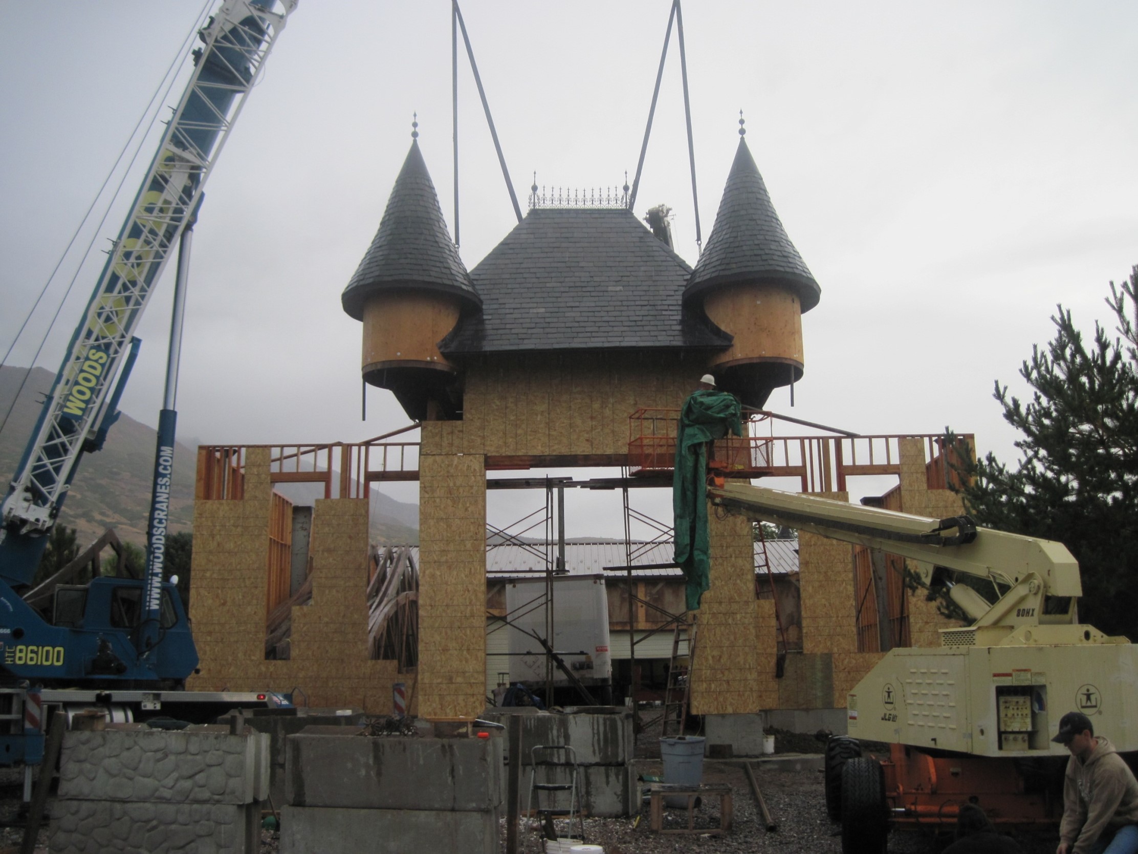 Wadley Farms castle under construction.