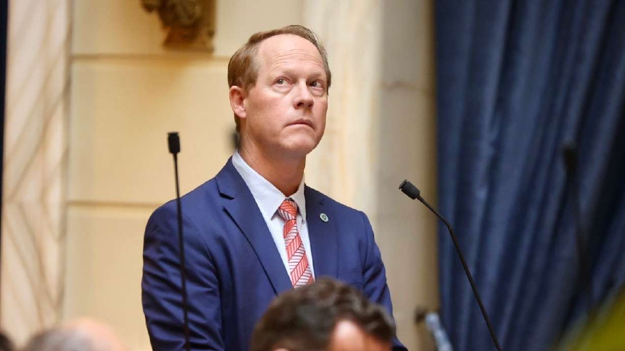 Sen. Keith Grover, R-Provo, listens to the vote call after the diversity, equity and inclusion bill passed the Senate on Thursday at the Capitol in Salt Lake City.