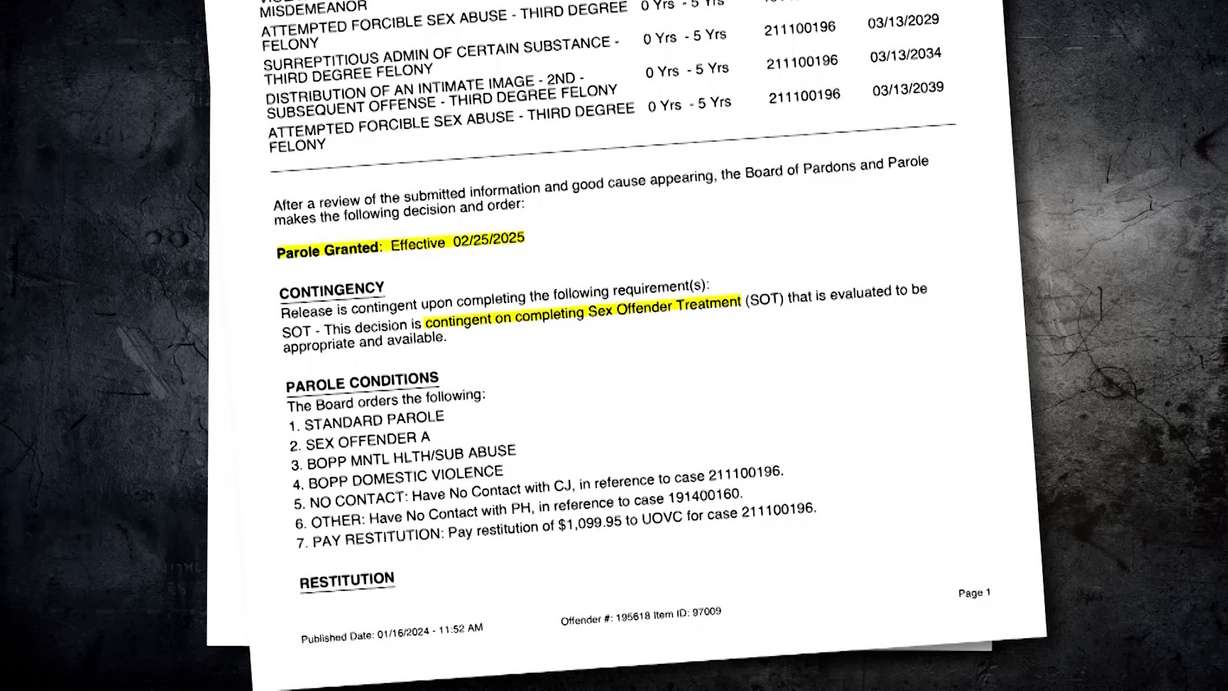 Utah’s Board of Pardons and Parole granted Haderlie’s contingent release in February 2025.