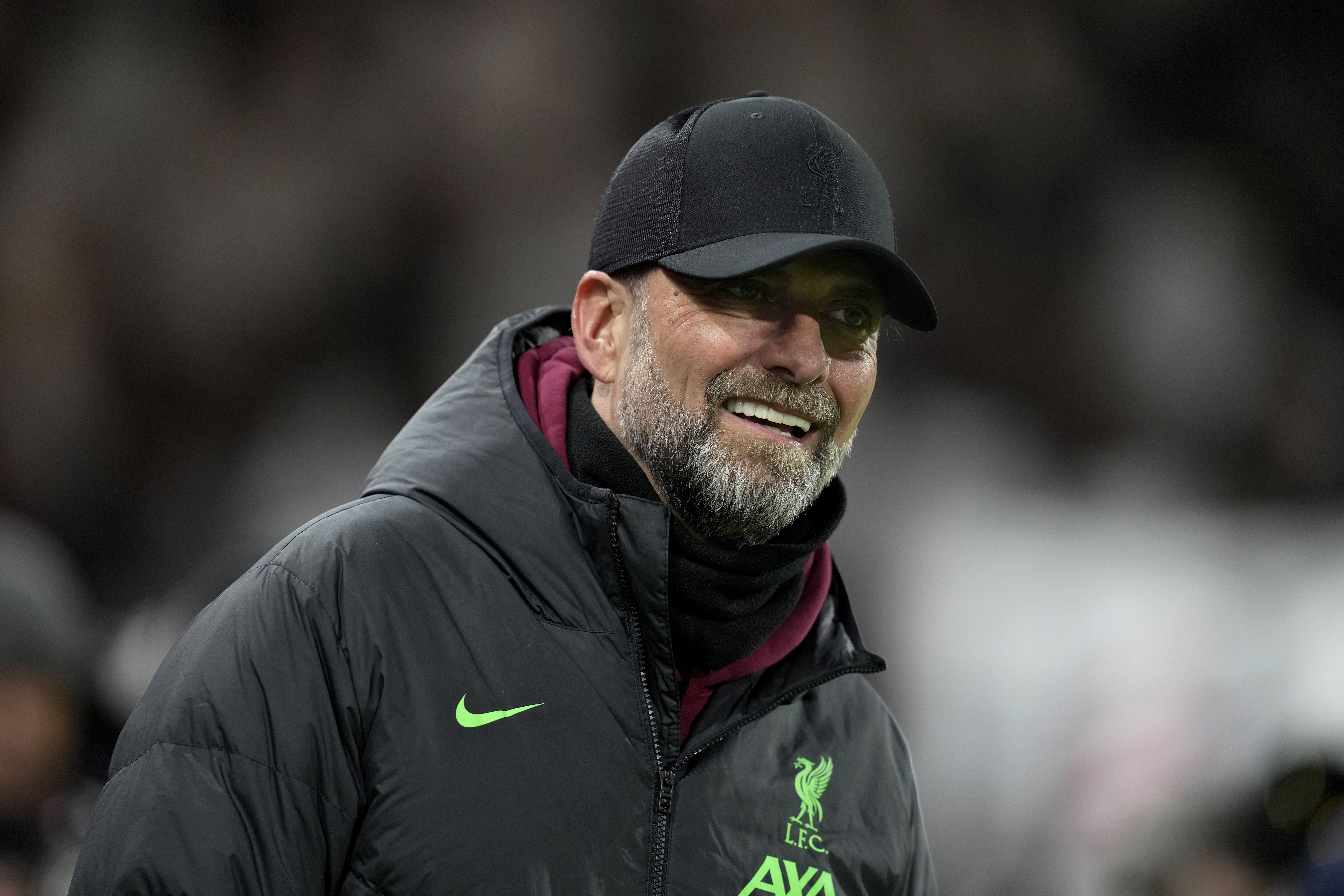 Liverpool's manager Jurgen Klopp is seen before the English League Cup semi final second leg soccer match between Fulham and Liverpool, at Craven Cottage stadium in London, England, Wednesday, Jan. 24, 2024.