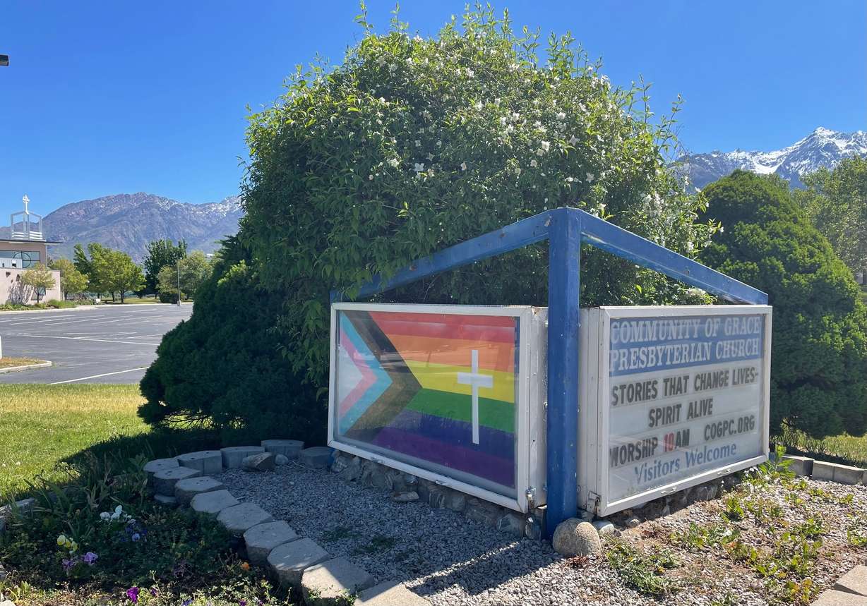 The pastor of Community of Grace Presbyterian Church in Sandy said Thursday the church was first vandalized and then had the pride flag shown in this photo stolen within a span of two weeks.