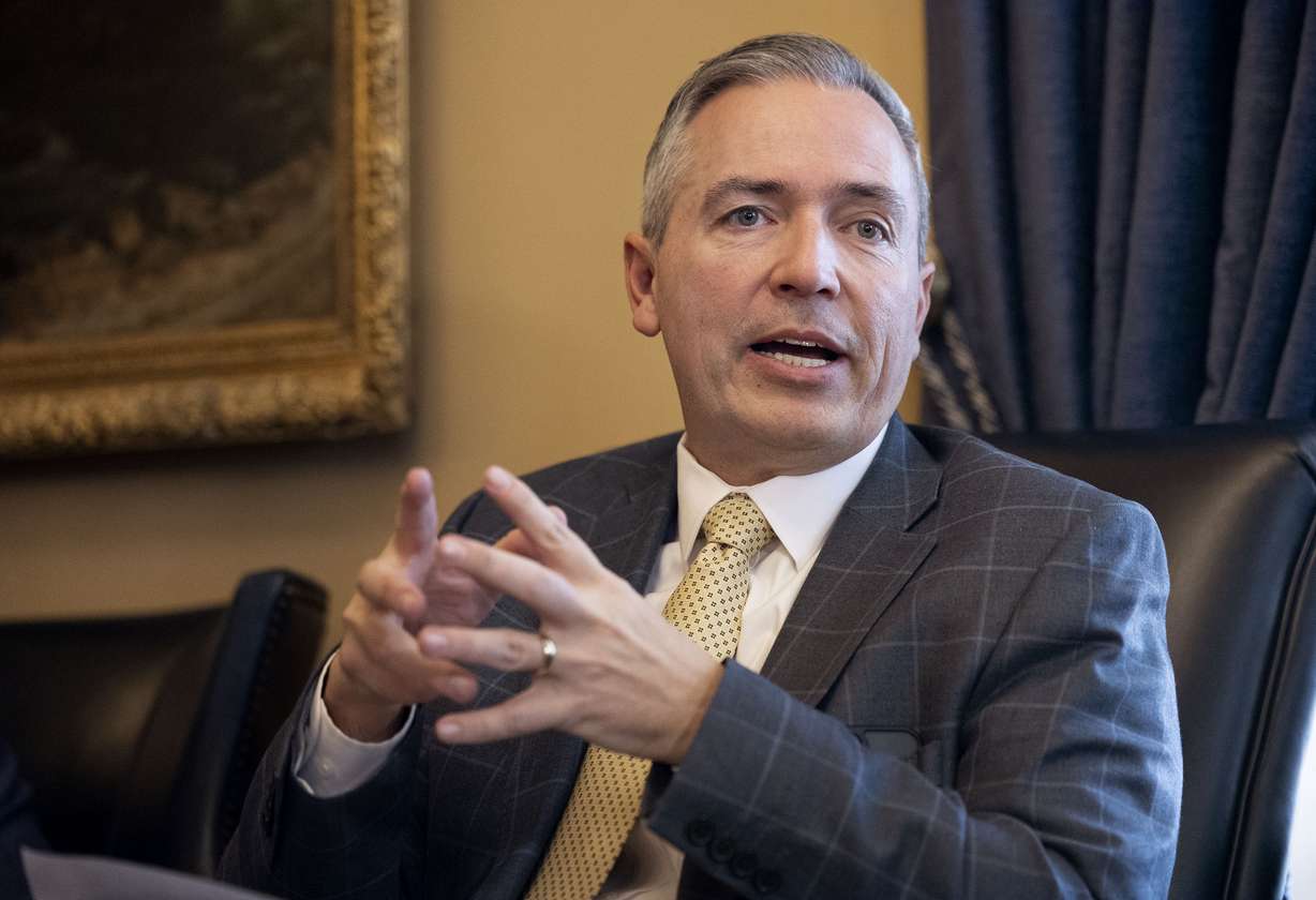 Sen. Dan McCay, R-Riverton, speaks at the Capitol in Salt Lake City on Jan. 26, 2024.