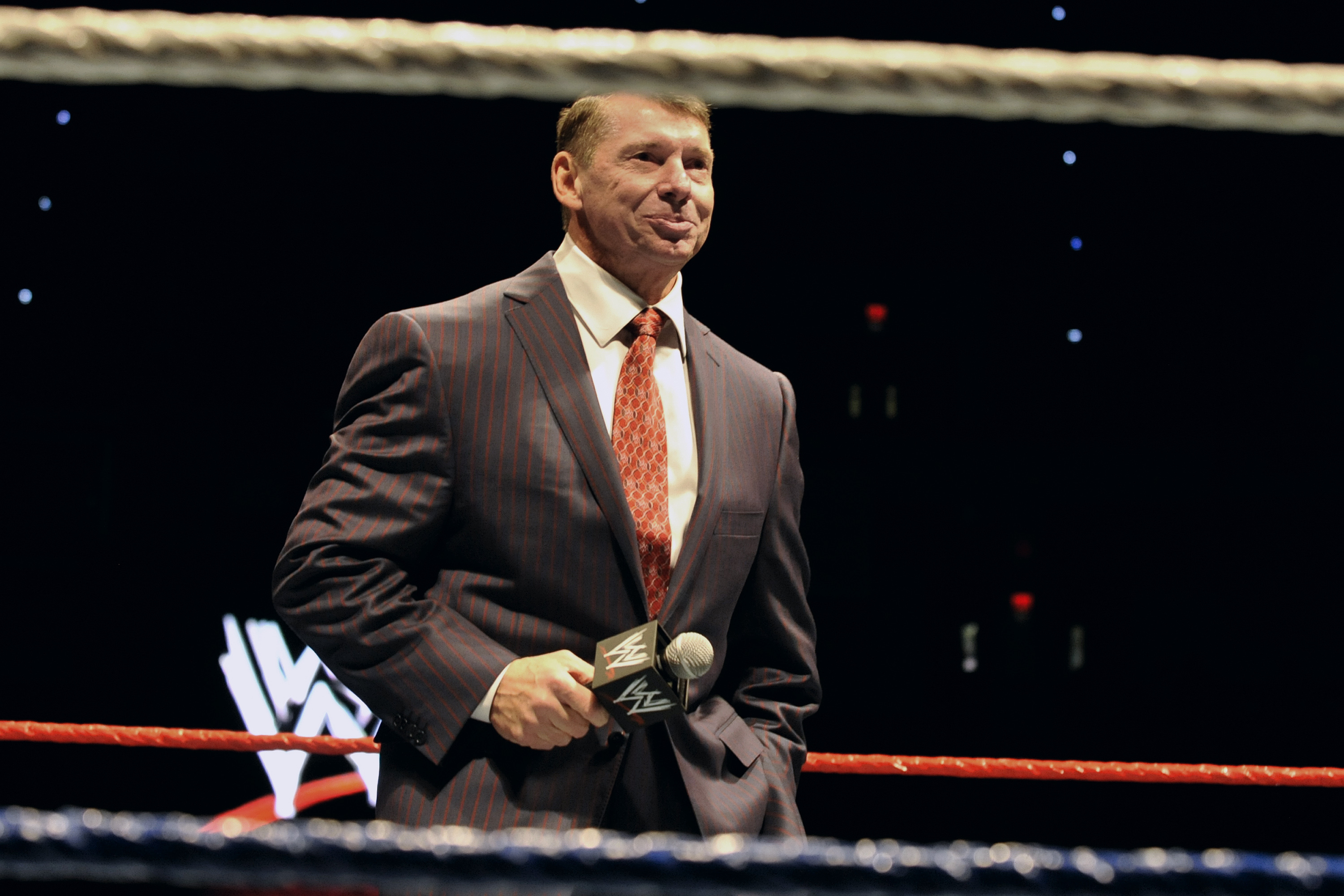 FILE - WWE chairman and CEO Vince McMahon speaks to an audience during a WWE fan appreciation event, Oct. 30, 2010, in Hartford, Conn. A former WWE employee filed a federal lawsuit Thursday, Jan. 25, 2024, accusing McMahon and another former executive of serious sexual misconduct.