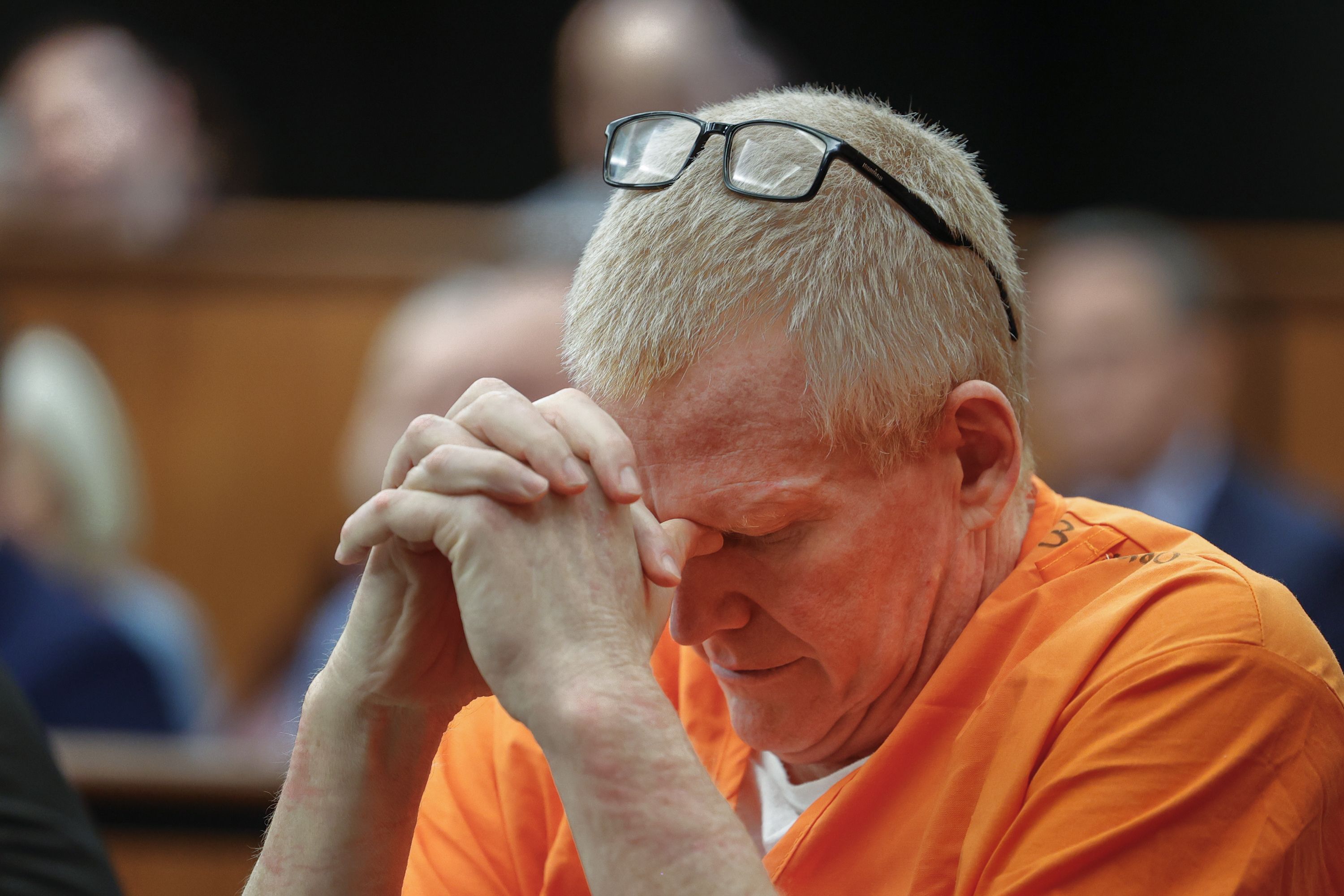 Alex Murdaugh, convicted of killing his wife, Maggie, and younger son, Paul, in June 2021, sits during a hearing on a motion for a retrial, Jan. 16, at the Richland County Judicial Center in Columbia, S.C.
