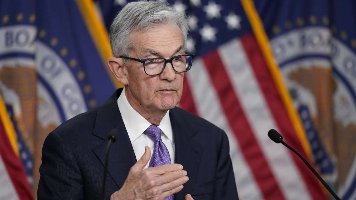 Federal Reserve Board Chair Jerome Powell speaks during a news conference about the Federal Reserve's monetary policy at the Federal Reserve, Dec. 13, 2023, in Washington. The Federal Reserve will meet on Jan. 31.
