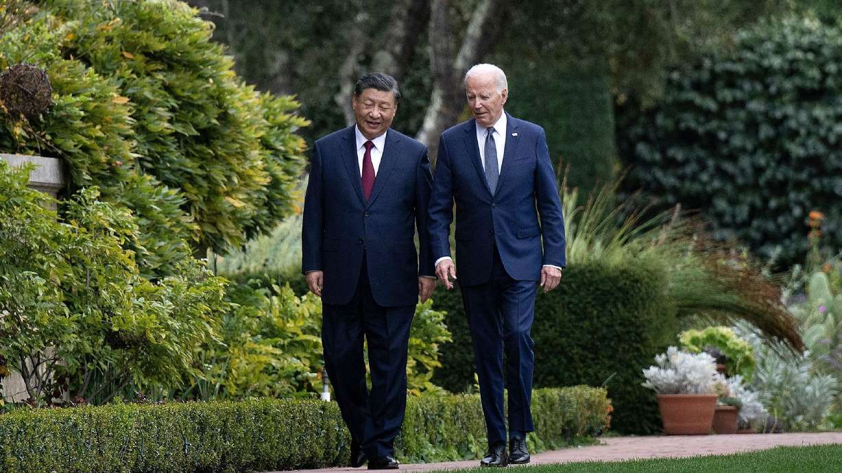 President Joe Biden, right, and Chinese leader Xi Jinping after a meeting during the Asia-Pacific Economic Cooperation Leaders' week in Woodside, Calif. on Nov. 15, 2023.
