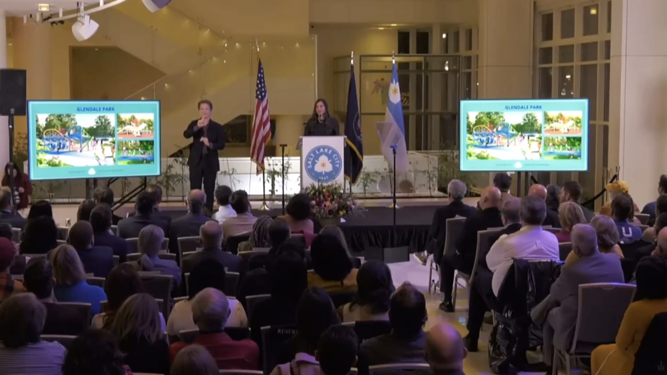 Salt Lake City Mayor Erin Mendenhall speaks during her State of the City address at Eccles Theater Tuesday evening.