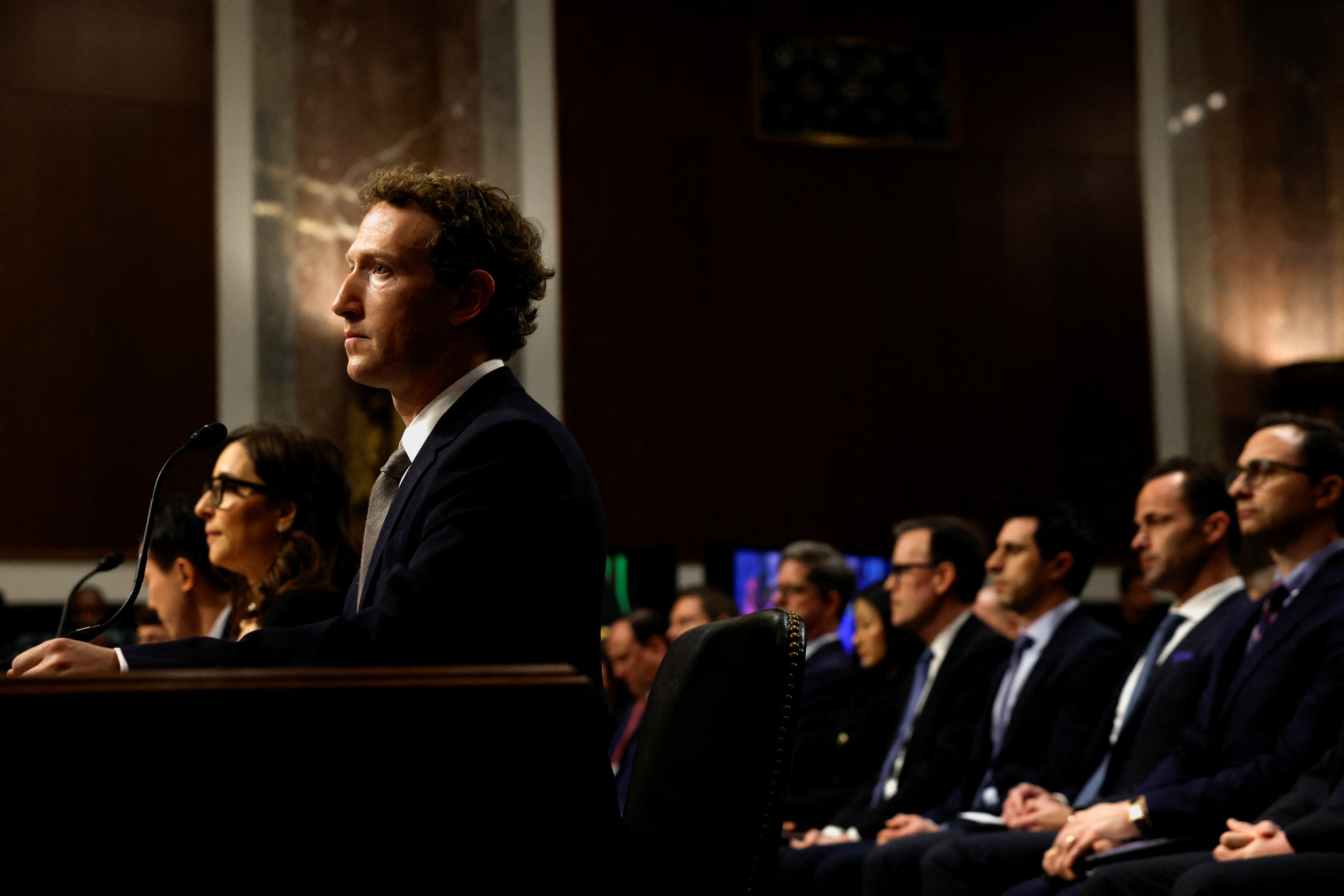Meta's CEO Mark Zuckerberg attends the Senate Judiciary Committee hearing on online child sexual exploitation at the U.S. Capitol in Washington, Wednesday.