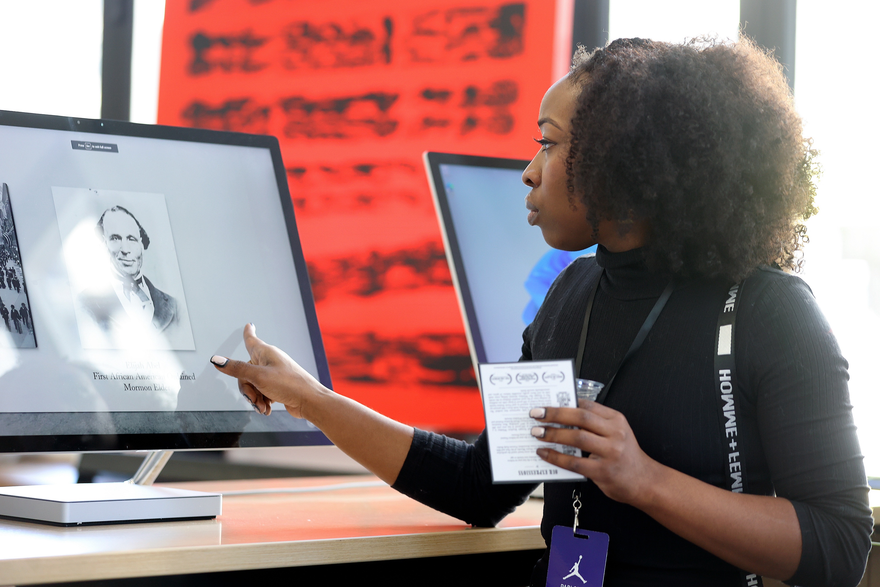 Shawn Morris looks through Black Museum Utah’s digital interactive exhibit in Salt Lake City on Feb. 16, 2023. Black history comes into focus around Utah and beyond starting Thursday, with the start of Black History Month.