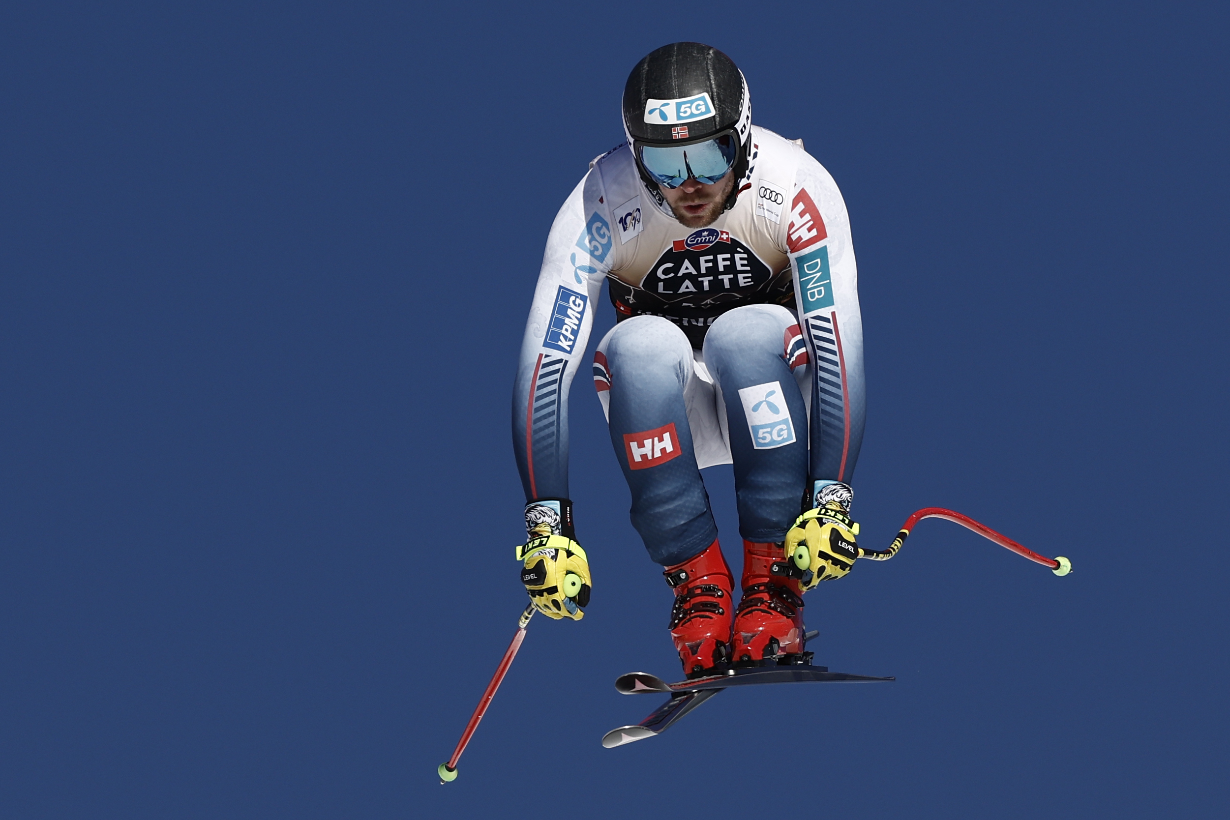 Norway's Aleksander Aamodt Kilde speeds down the course during an alpine ski, men's World Cup downhill race, in Wengen, Switzerland, Saturday, Jan. 13, 2024.