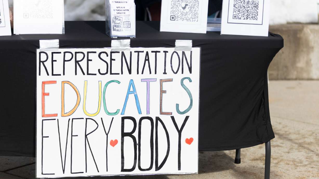 University of Utah students gather to protest against a diversity, equity and inclusion bill on Jan. 22. Gov. Spencer Cox signed the measure into law on Tuesday, and now universities are figuring out the changes necessary to comply with it.